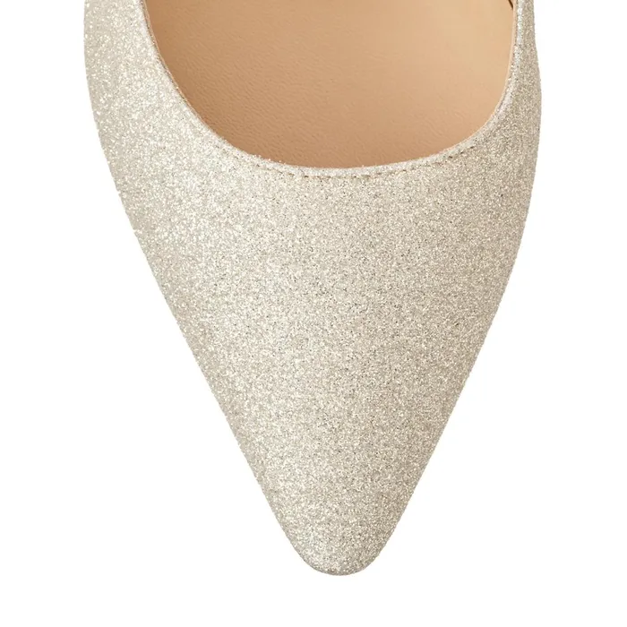 Romy 85 Platinum Ice Dusty Glitter Pointy Toe Pumps Platinum Ice Women JIMMY CHOO Bridal Shoes