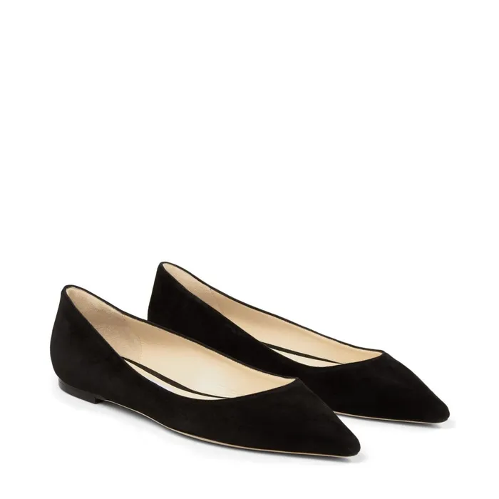 Romy Flat Black Suede Pointy Toe Flats Black Women JIMMY CHOO Flats