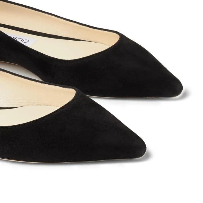 Romy Flat Black Suede Pointy Toe Flats Black Women JIMMY CHOO Flats