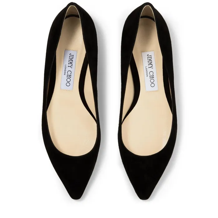 Romy Flat Black Suede Pointy Toe Flats Black Women JIMMY CHOO Flats
