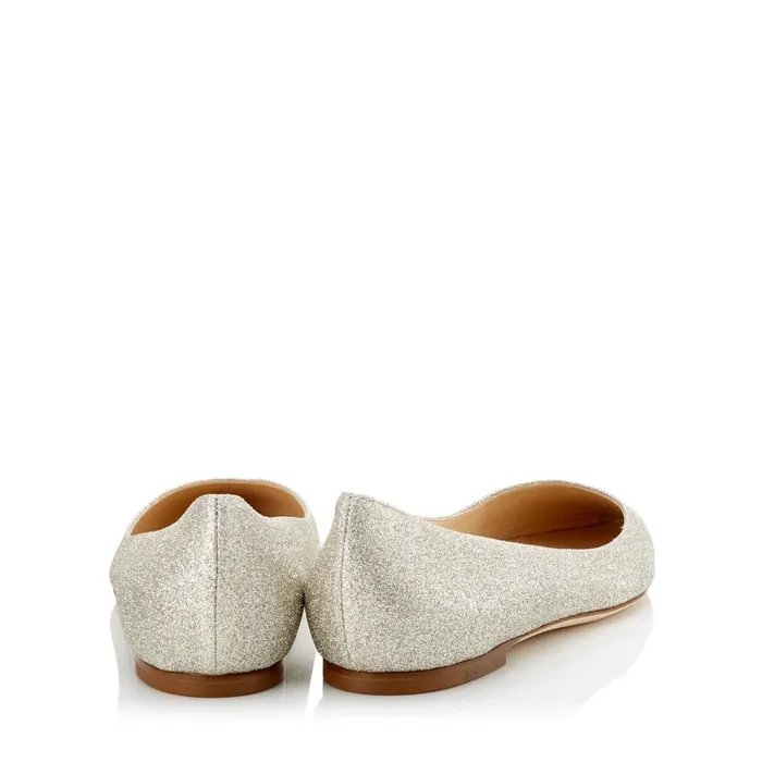 Romy Flat Platinum Ice Dusty Glitter Pointy Toe Flats Platinum Ice Women JIMMY CHOO Bridal Shoes