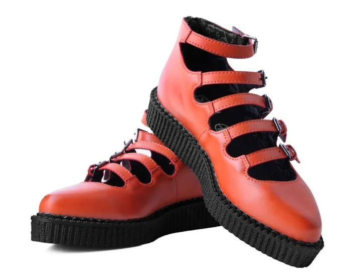 Rust Burnished TUKskin MultiStrap Pointed Mary Jane Women TUK Shoes Mary Janes