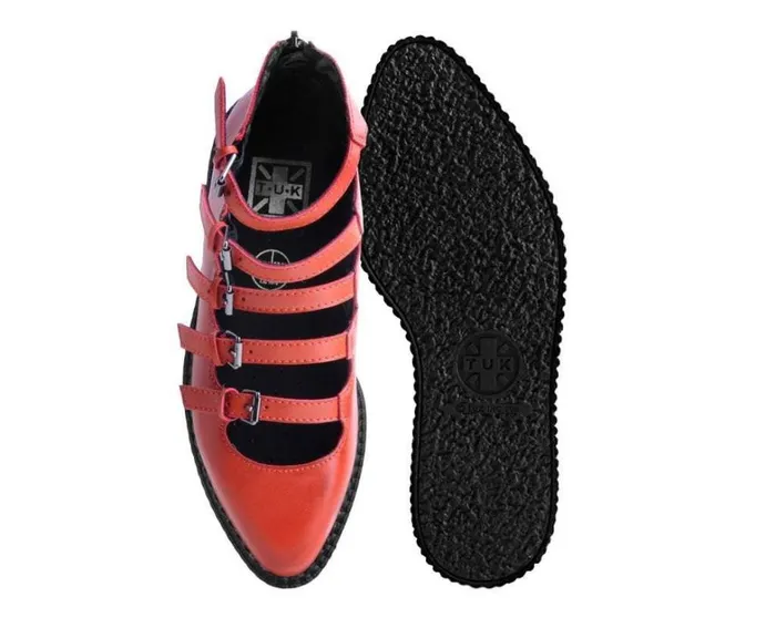 Rust Burnished TUKskin MultiStrap Pointed Mary Jane Women TUK Shoes Mary Janes