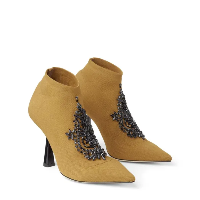 Saber 100 Clove Knit Sock Boots With Jewel Embroidery Clovejet Women JIMMY CHOO Boots