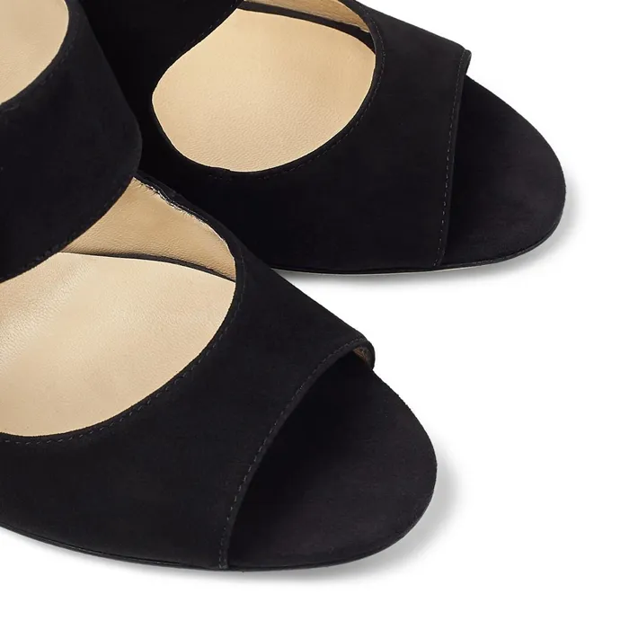 Saf 85 Black Suede Sandals With Crystal Buckle Black Women JIMMY CHOO Mules
