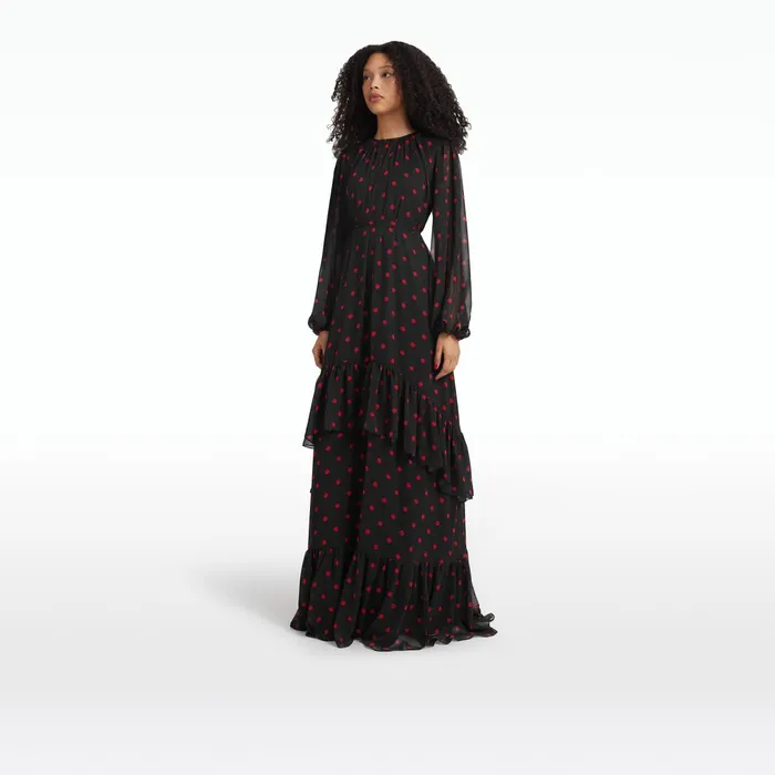 Safiyaa Affiyah Black and Lacquer Red Long Dress Women Dresses