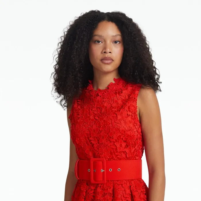 Safiyaa Alani Lacquer Red Midi Dress Women Dresses