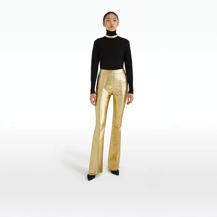 Safiyaa Alexa Gold Trousers Women Trousers