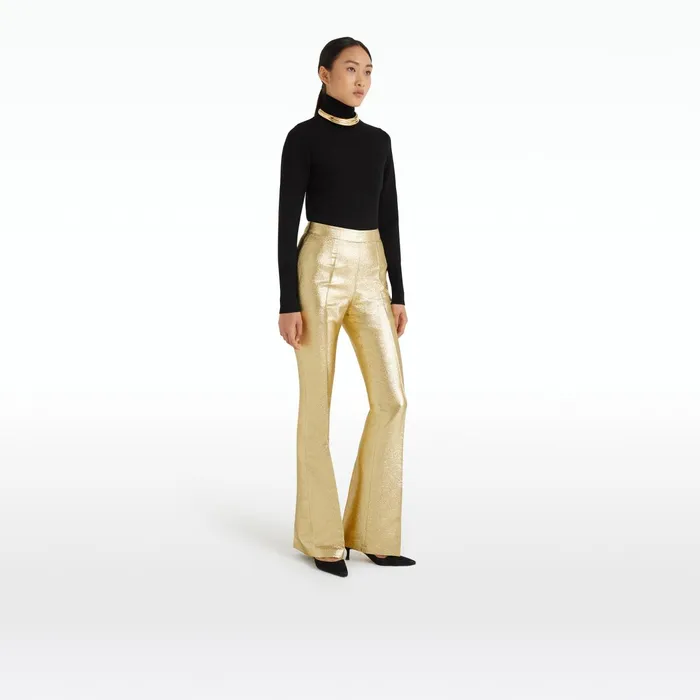 Safiyaa Alexa Gold Trousers Women Trousers