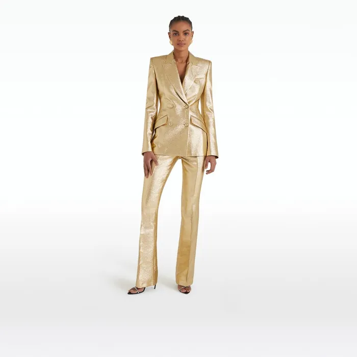 Safiyaa Alexa Gold Trousers Women Trousers