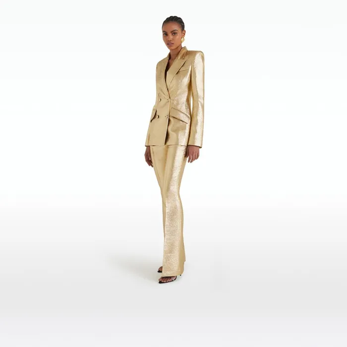 Safiyaa Alexa Gold Trousers Women Trousers