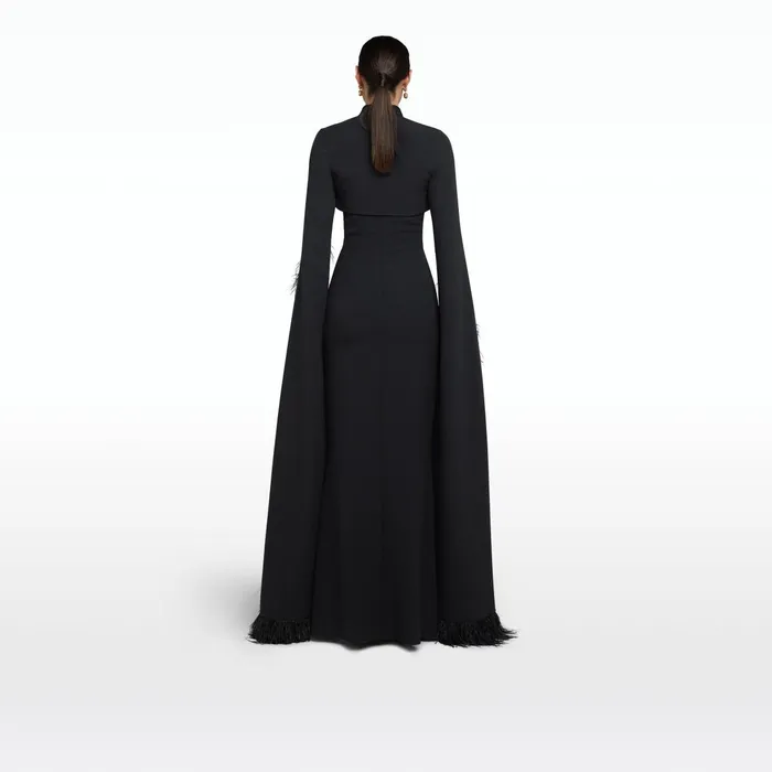 Safiyaa Amari Black FeatherTrimmed Bolero and Soshin Dress Women Dresses