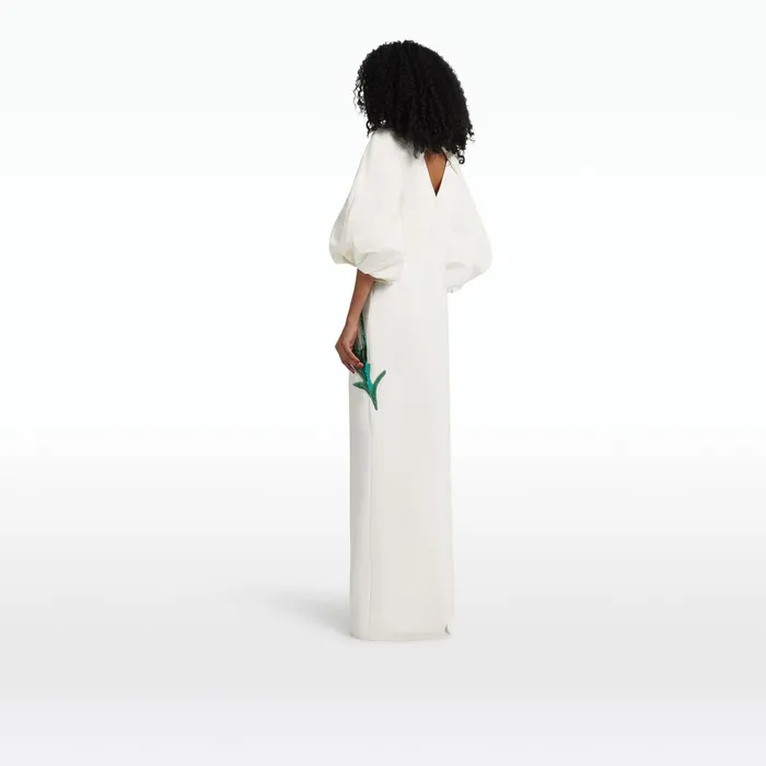 Safiyaa Amira Ivory and Poppy Field Embroidery Long Dress Women Dresses