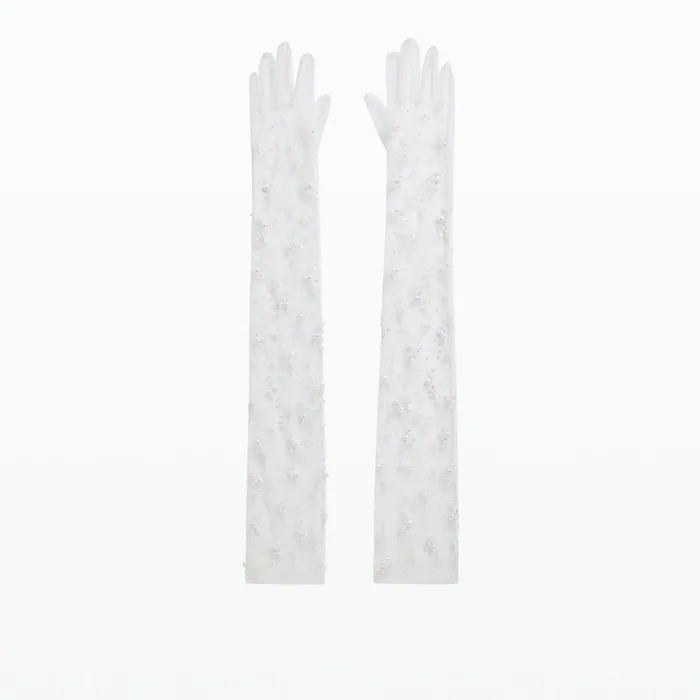 Safiyaa Astin Ivory And Gypsophilia Gloves Women Accessories