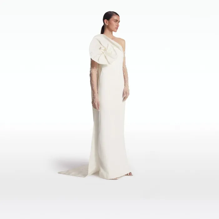 Safiyaa Astin Ivory And Gypsophilia Gloves Women Accessories