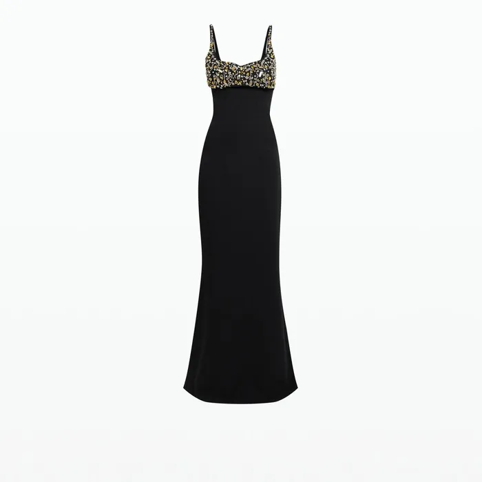 Safiyaa Beatriz Black and Celestial Scatter Embroidery Long Dress Women Dresses