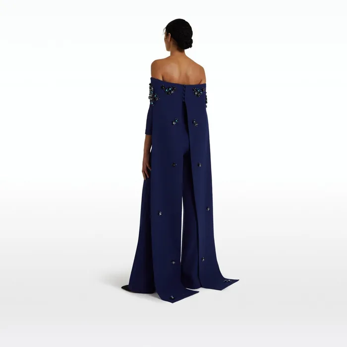 Safiyaa Bellara Oxford Blue and Gunmetal Harness With Takayama Jumpsuit Women Jumpsuits