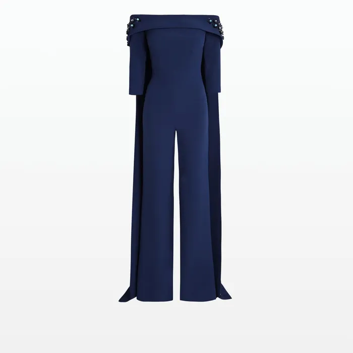 Safiyaa Bellara Oxford Blue and Gunmetal Harness With Takayama Jumpsuit Women Jumpsuits