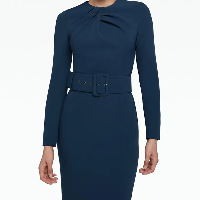 Safiyaa Brunna Ink Blue Midi Dress Women Dresses