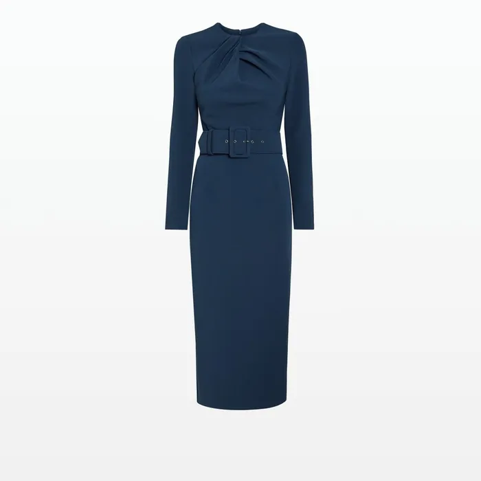Safiyaa Brunna Ink Blue Midi Dress Women Dresses