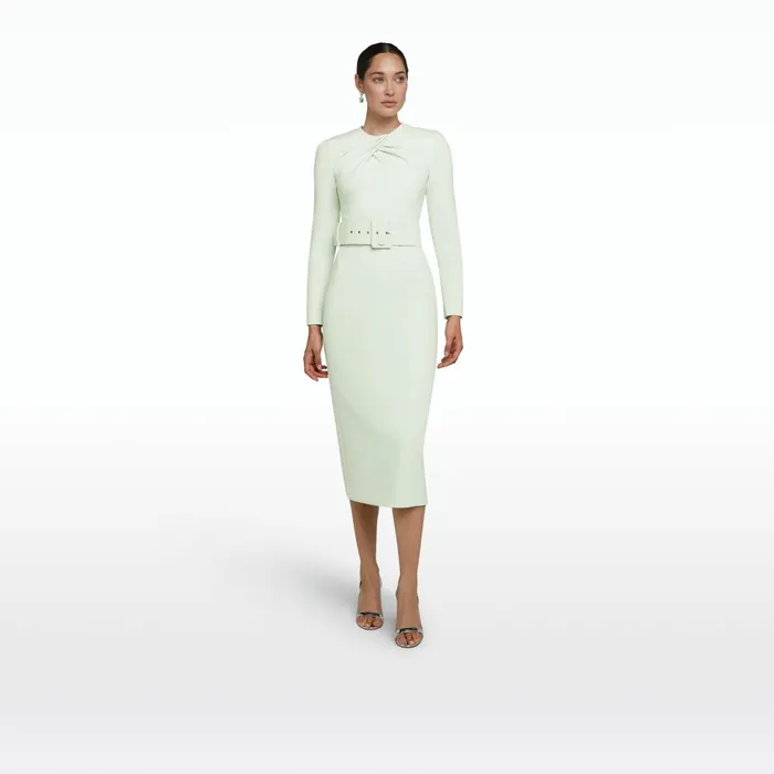Safiyaa Brunna Spearmint Midi Dress Women Dresses