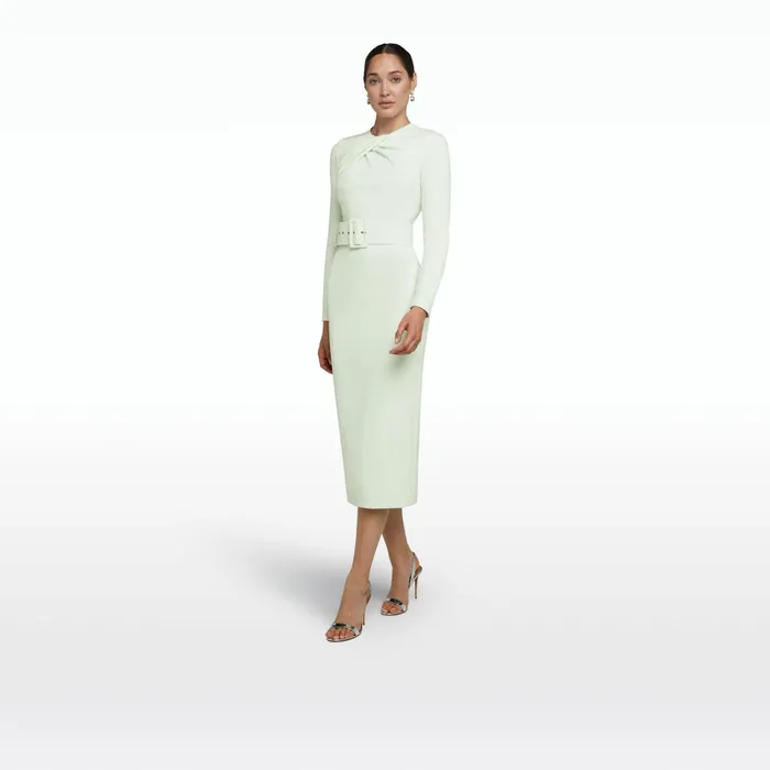Safiyaa Brunna Spearmint Midi Dress Women Dresses