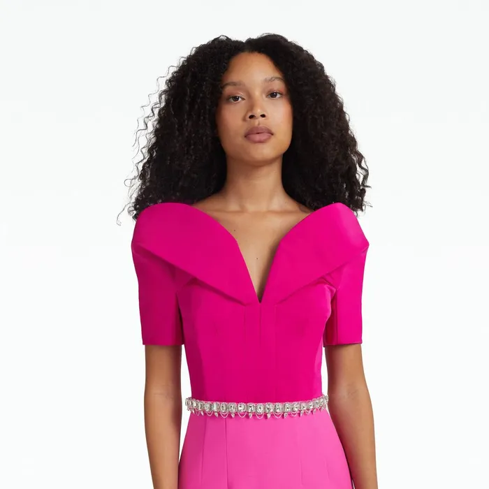 Safiyaa Caran Beverley Long Dress With Embroidered Belt Women Dresses