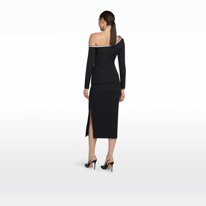 Safiyaa Constanza Black Embroidered Midi Dress Women Dresses