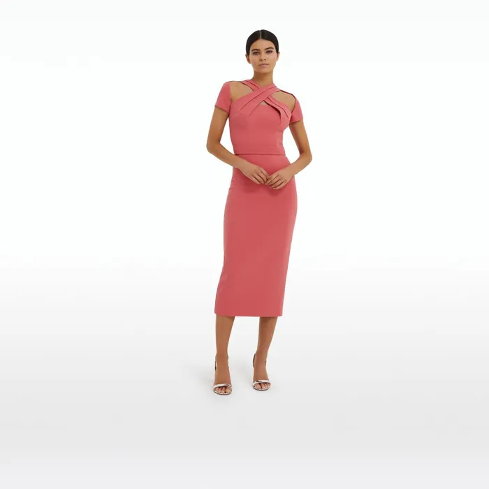 Safiyaa Cressida Terracotta Midi Dress Women Dresses