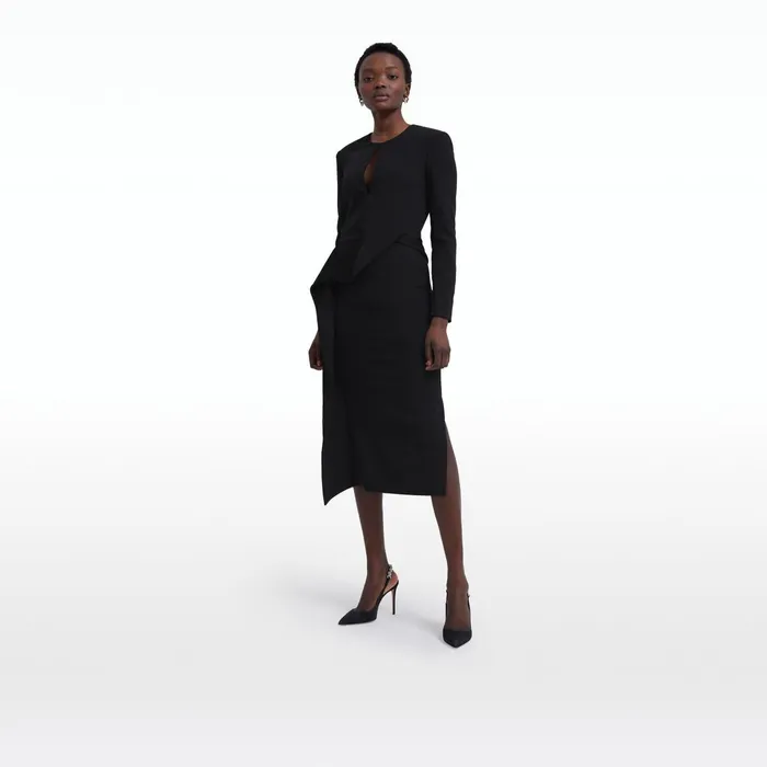 Safiyaa Dalia Black Midi Dress Women Dresses