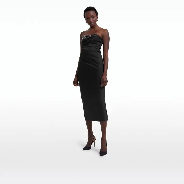 Safiyaa Danielle Black Midi Dress Women Dresses