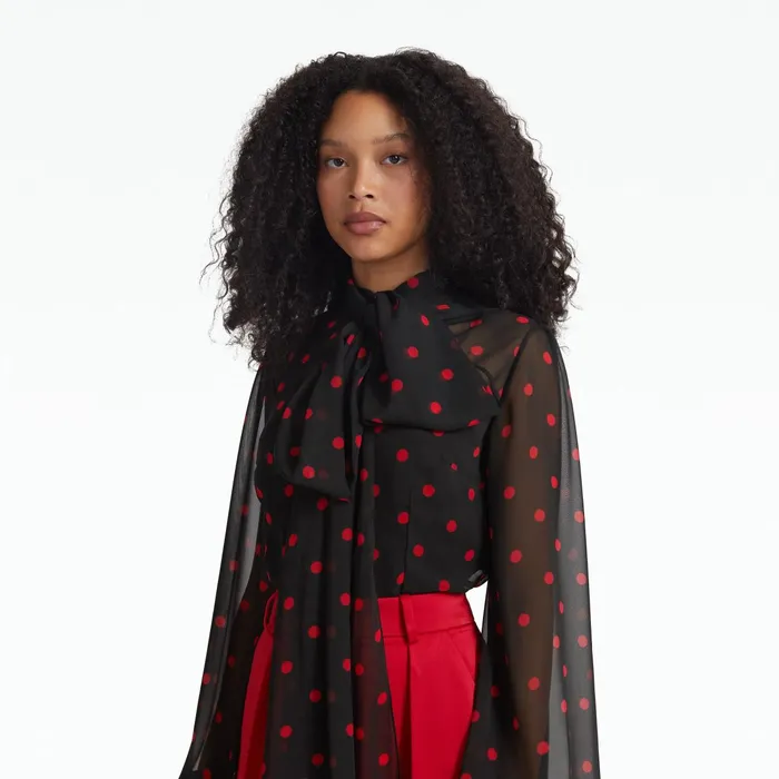 Safiyaa Delfinane Black and Lacquer Red Top Women Tops
