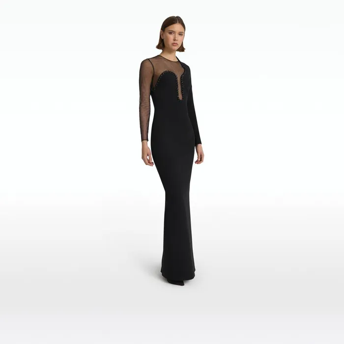 Safiyaa Domina Black Long Dress Women Dresses