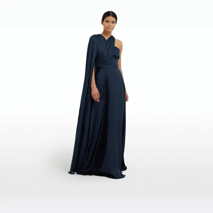 Safiyaa Drapina Sapphire Long Dress Women Dresses