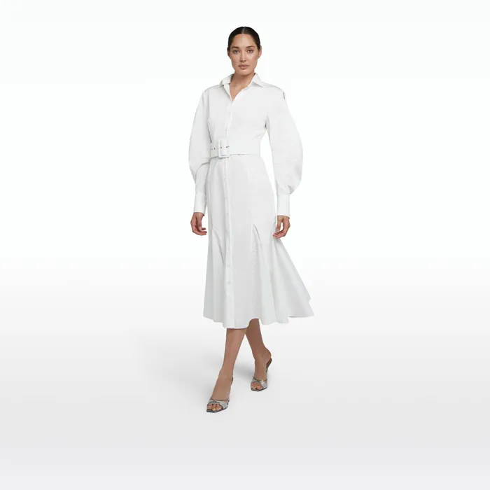 Safiyaa Evie Ivory Cotton Midi Dress Women Dresses