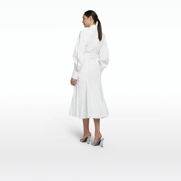 Safiyaa Evie Ivory Cotton Midi Dress Women Dresses