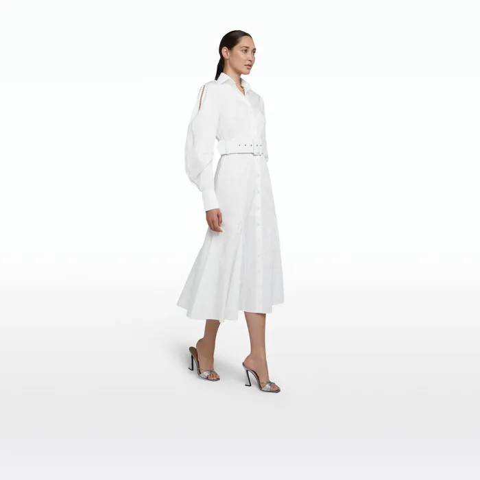 Safiyaa Evie Ivory Cotton Midi Dress Women Dresses