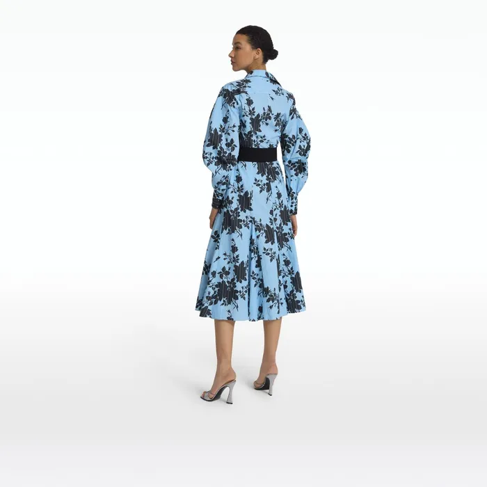 Safiyaa Evie Pale Blue and Black Midi Dress Women Dresses