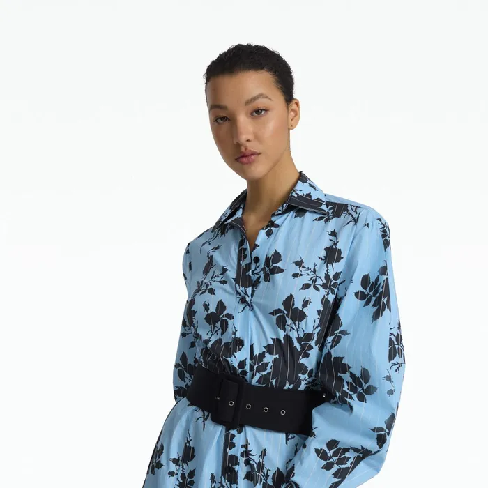 Safiyaa Evie Pale Blue and Black Midi Dress Women Dresses