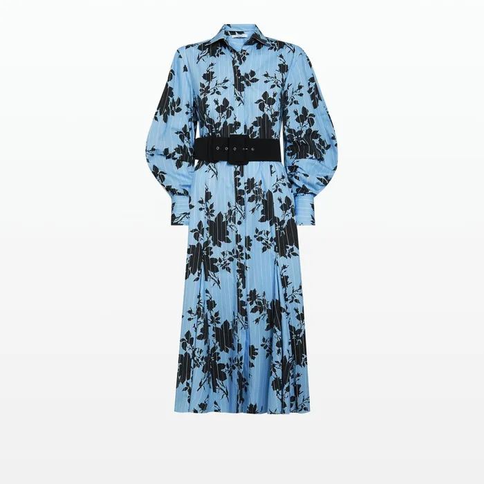 Safiyaa Evie Pale Blue and Black Midi Dress Women Dresses