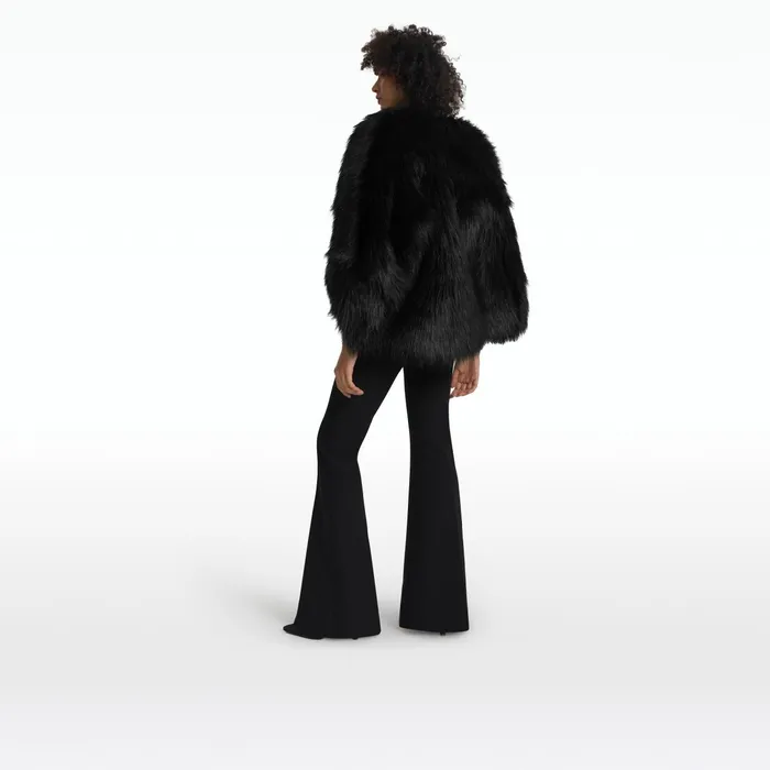 Safiyaa Ezra Black Faux Fur Jacket Women Jackets Coats
