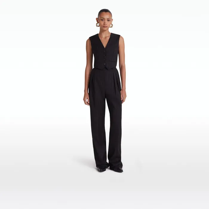 Safiyaa Ferna Black Pinstripe Trousers Women Trousers
