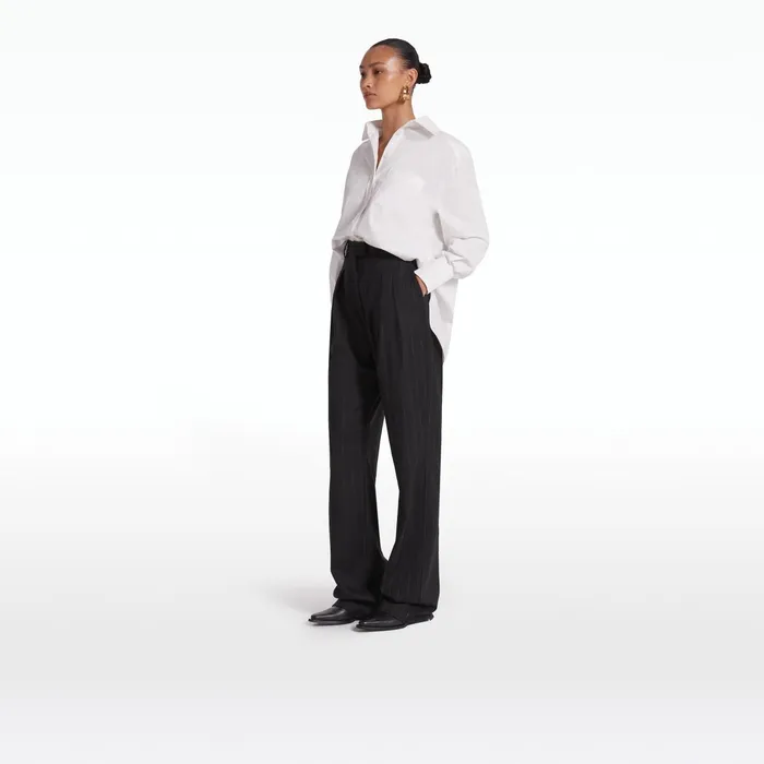 Safiyaa Ferna Black Pinstripe Trousers Women Trousers