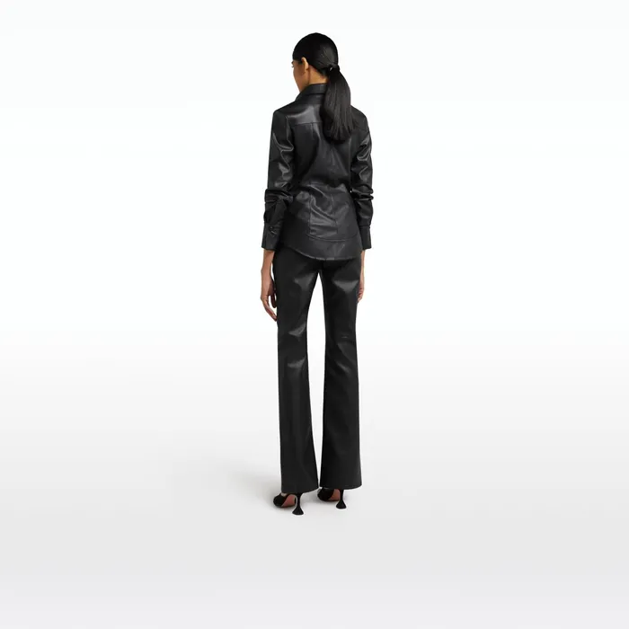 Safiyaa Flora Black Vegan Leather Trousers Women Trousers