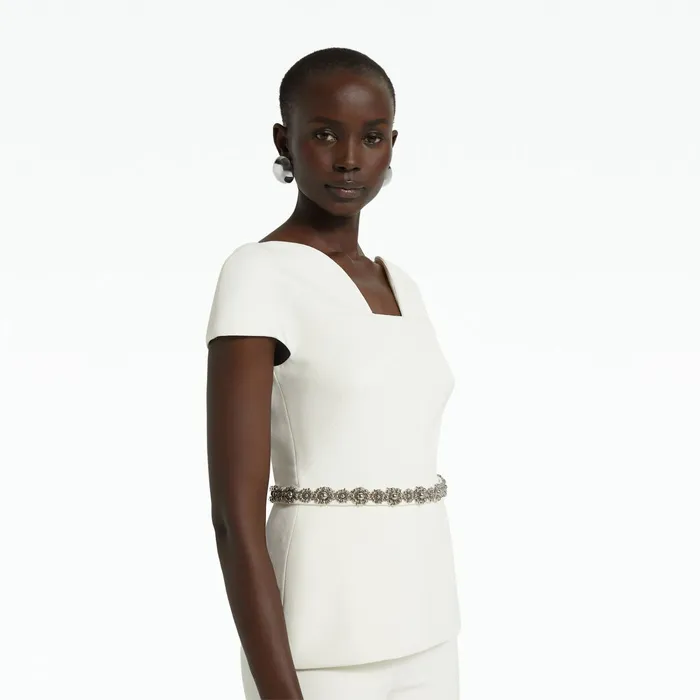 Safiyaa Geena Embroidered Ivory Top Women Tops