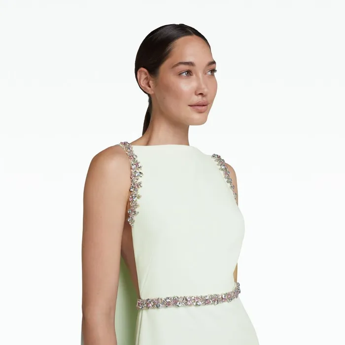 Safiyaa Ginevra Spearmint Long Dress With Embroidered Belt Women Dresses