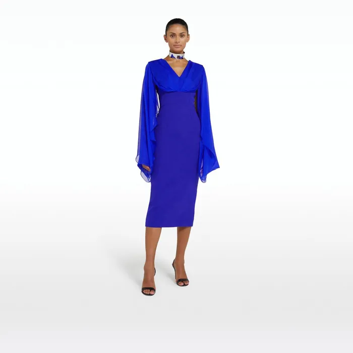 Safiyaa Grace Azure Blue Midi Dress Women Dresses