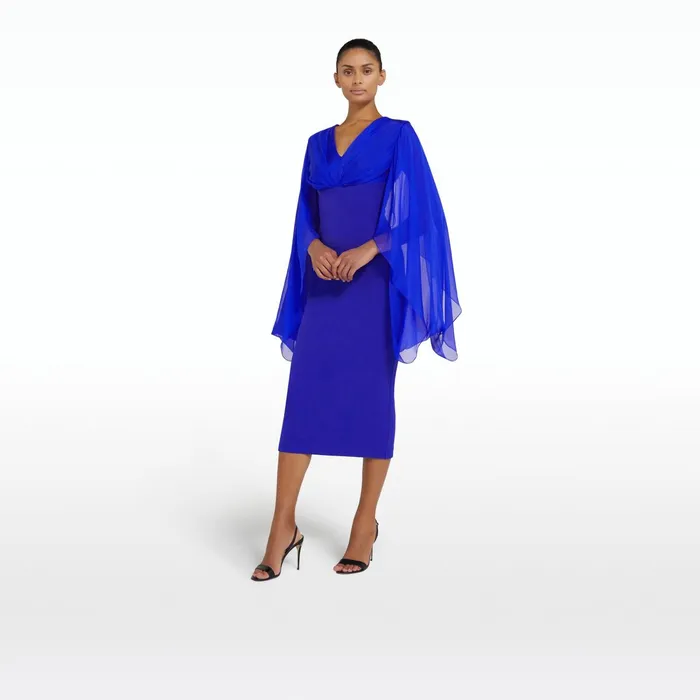 Safiyaa Grace Azure Blue Midi Dress Women Dresses