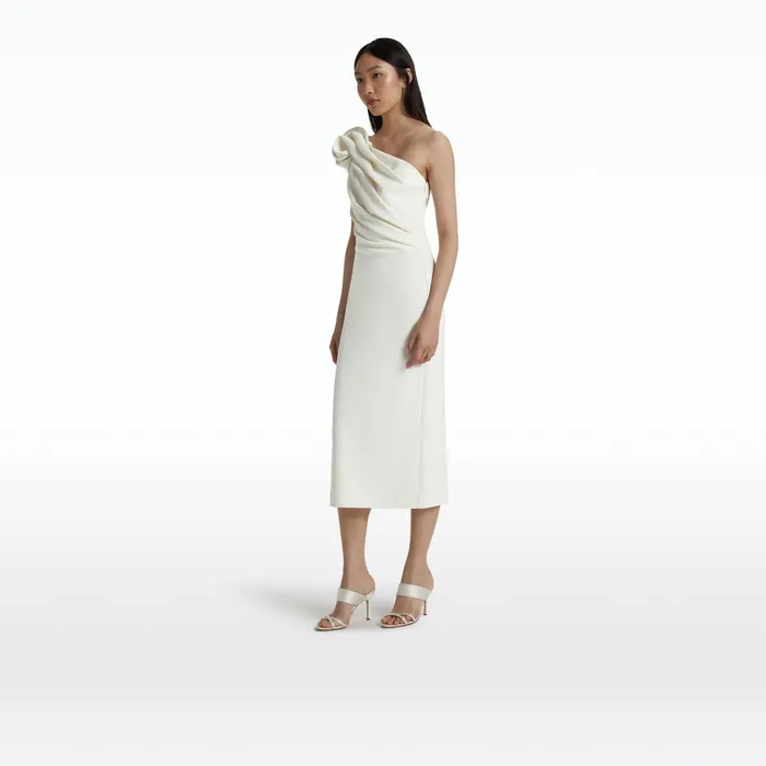Safiyaa Granalle Ivory Midi Dress Women Dresses