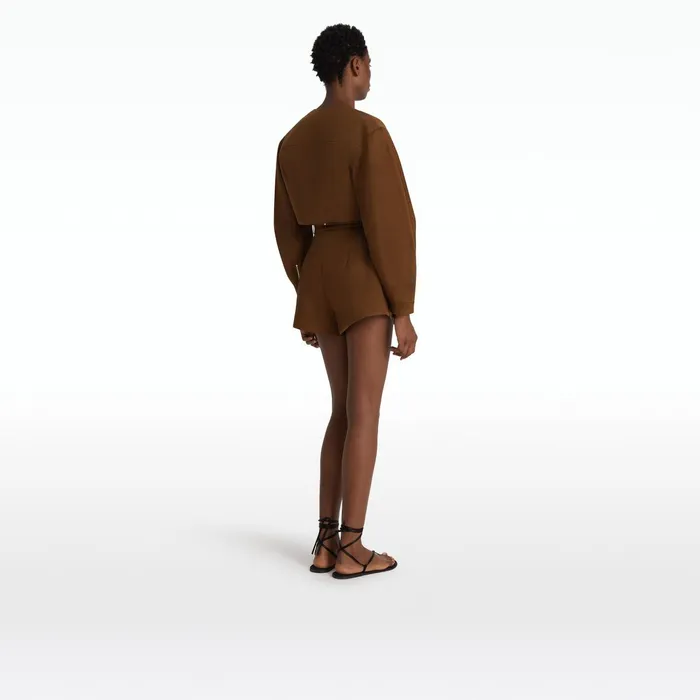Safiyaa Helean Deep Brown Shorts Women Trousers
